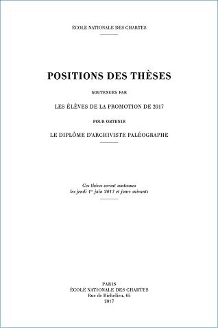 Image décorative : couverture des "Positions des thèses 2017"