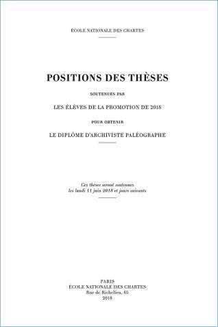 Image décorative : couverture des "Positions des thèses 2018"