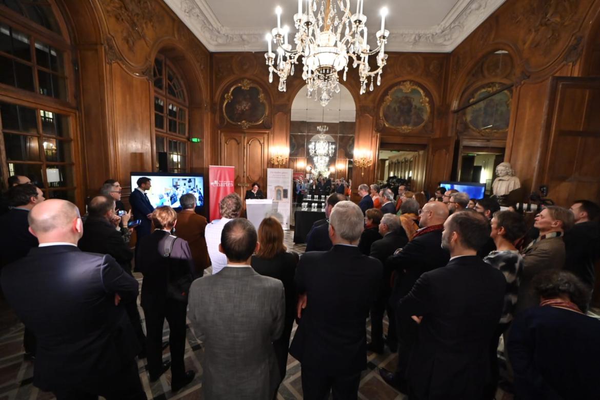 Vue du salon d’honneur avec tous les invités pour le lancement de la fondation de l’École nationale des chartes - PSL le 25 janvier 2024