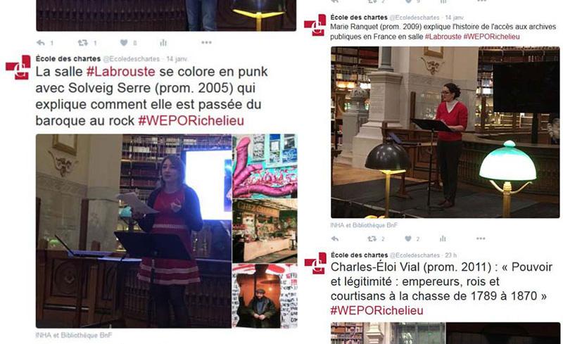 Live tweets exercices d'érudition des chartes aux journées portes ouvertes de Richelieu