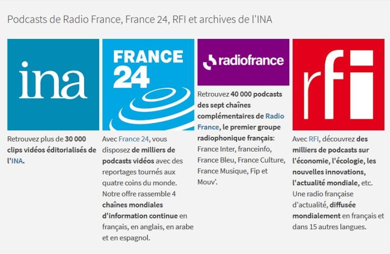 Image décorative : logos des podcasts audio et vidéo sur PSL Explore (Ina, France 24, Radio France, RFI)