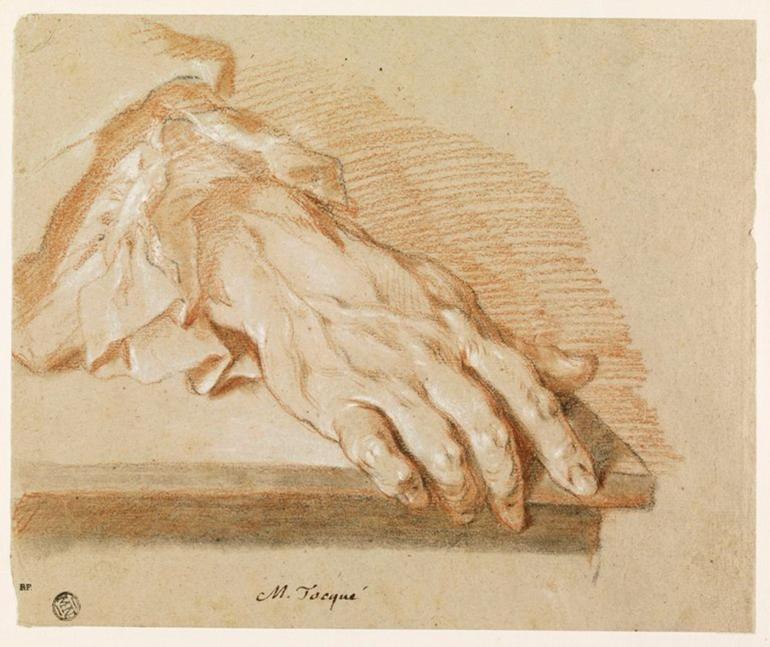 Image décorative : Louis Tocqué, Main d’homme, posée sur un meuble, H. 22,7 ; L. 27, trois crayons sur papier beige, vers 1737, Paris, musée du Louvre, INV 33129, Recto. Crédits : GrandPalaisRmn / Thierry Ollivier