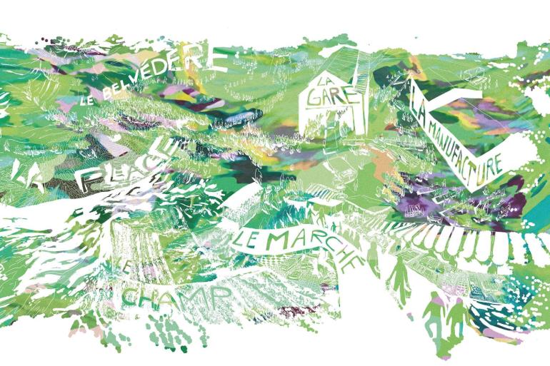 Image décorative : carte illustrée de l'exposition par Clara Soleilhavoup 