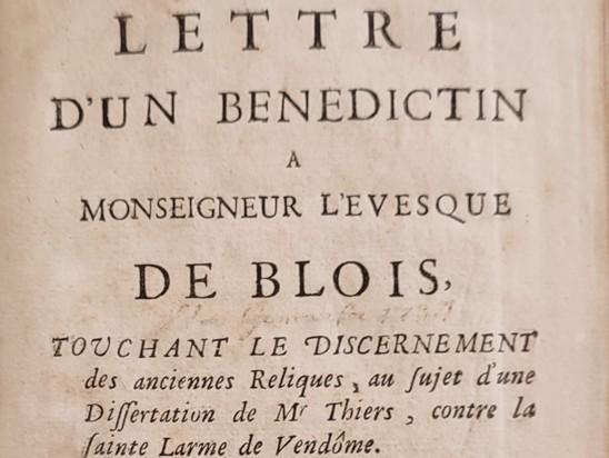 image décorative : Jean Mabillon, Lettre d’un bénédictin à Monseigneur l’évêque de Blois, 1700