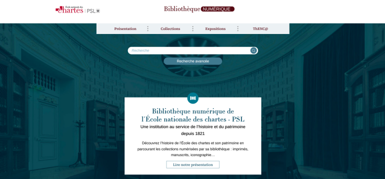 image décorative : page d'accueil de la bibliothèque numérique