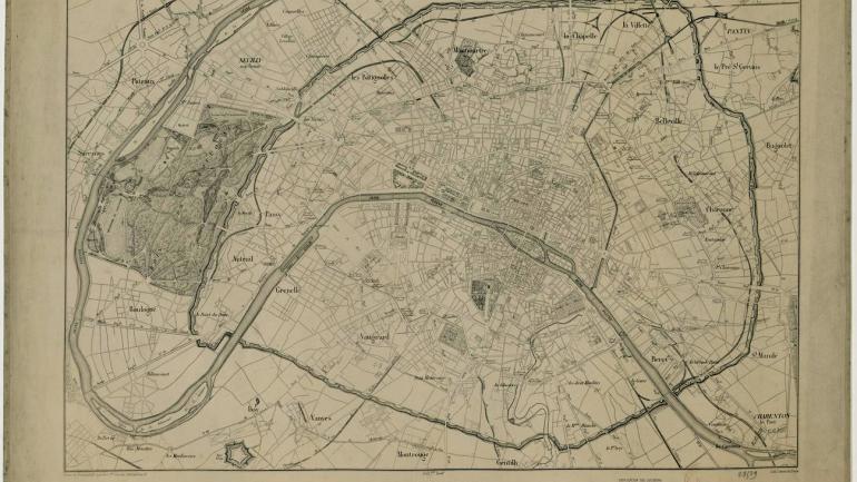 Assainissement de Paris. Carte des égouts, XIXᵉ siècle