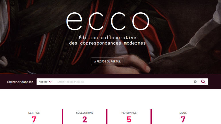 Image décorative : capture d'écran de l'application ECCO (Édition collaborative des correspondances modernes)