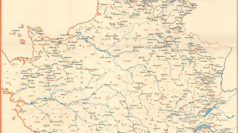 Image décorative : fond de carte du Französisches Etymologisches Wörterbuch © Source : Französisches Etymologisches Wörterbuch