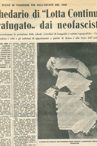 Article paru dans le journal Alto Adige le 1er décembre 1971