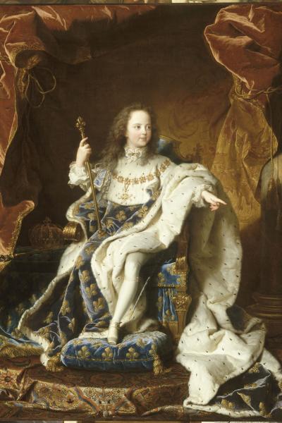 Hyacinthe Rigaud, Portrait du roi Louis XV, 1715-1717, huile sur toile, H. 1,89 x L. 1,35 m, Versailles, musée national des Châteaux de Versailles et de Trianon, inv. MV 3695 